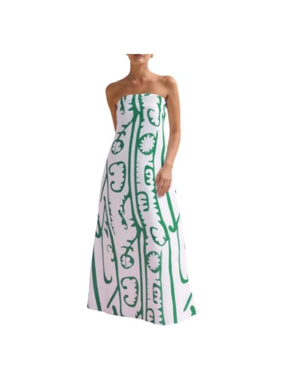 Strapless Floral Maxi Dress Boho Tube Sundress Flowy